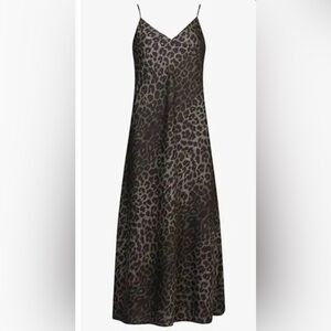 All Saints tierny Leopard Print Midi Dress - green size medium